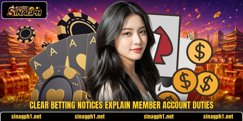Clear betting notices explain member account duties Clear betting notices explain member account duties