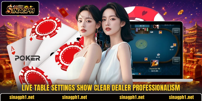 Live table settings show clear dealer professionalism