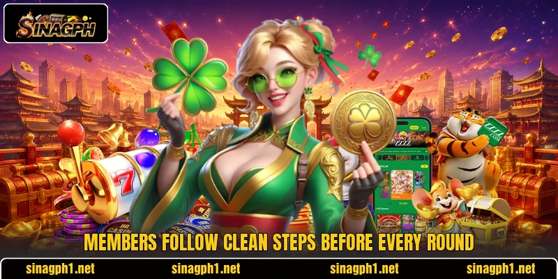 Members follow clean steps before every round Members follow clean steps before every round