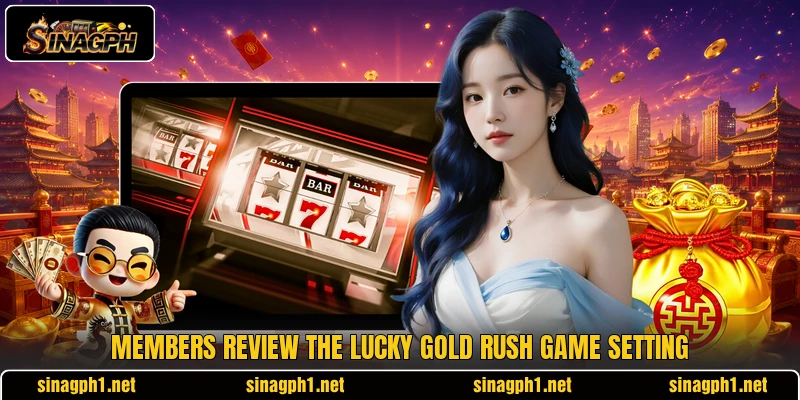 Members review the Lucky Gold Rush game setting Members review the Lucky Gold Rush game setting