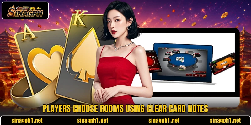 Players choose rooms using clear card notes