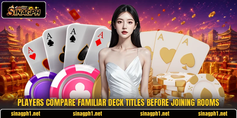 Players compare familiar deck titles before joining rooms Players compare familiar deck titles before joining rooms