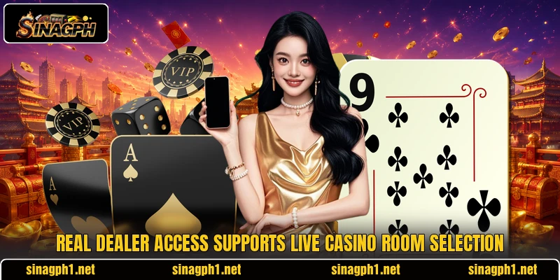 Real dealer access supports live casino room selection